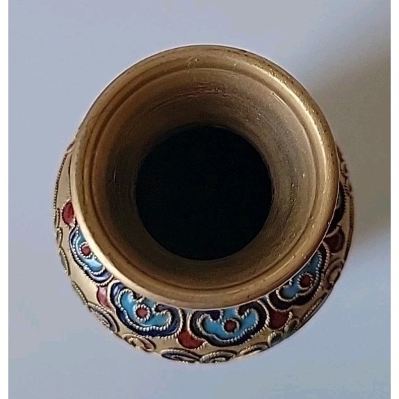 Vintage Chinese Cloisonne Enamel Mini Vase 4" Floral Motif Decorative Ornate - Picture 3 of 9